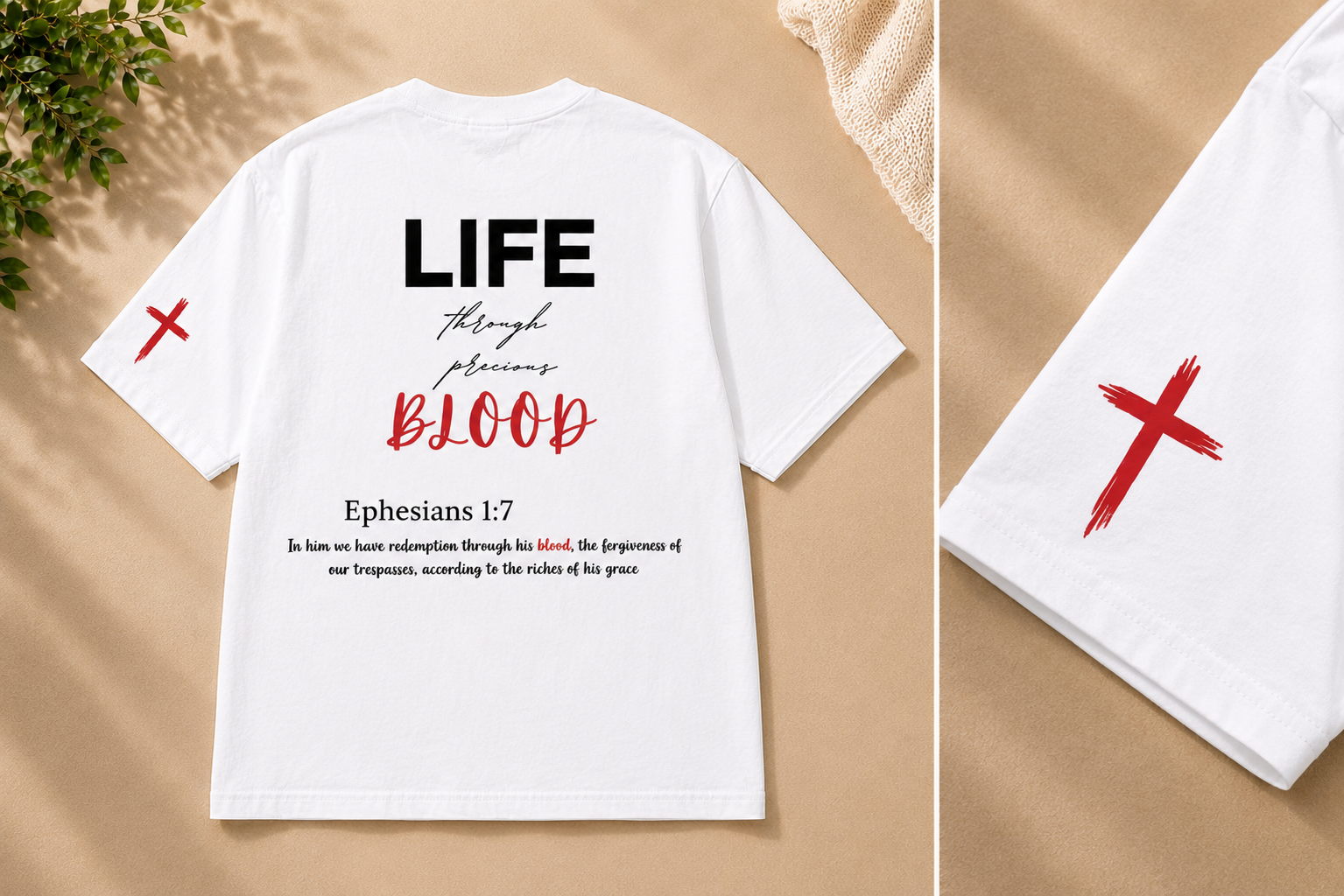 Black Life Through Precious Blood Tee - Back